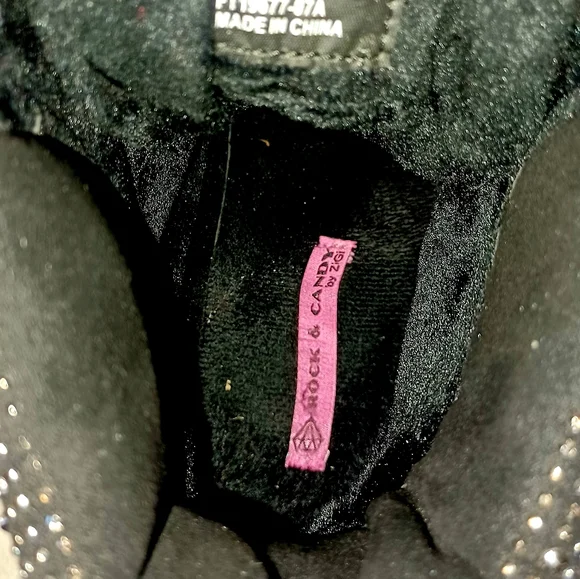 Rock & Candy Studded Rhinestone Black Biker BootsFaux fur linedWomen's Size 9 - Picture 11 of 12